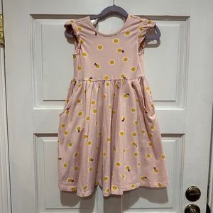 Hanna Andersson Ruffle Sleeve Super Soft Skater Dress Pink Lady Bugs Sz 120 6-7